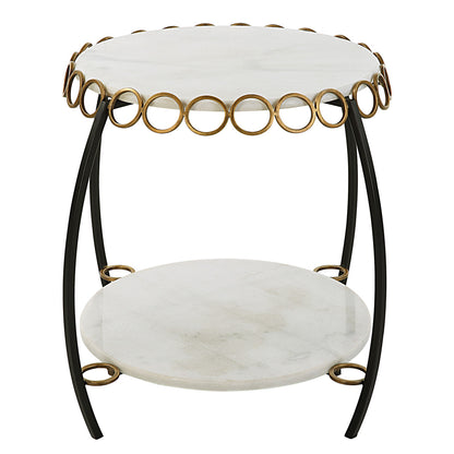 Uttermost Chainlink White Marble Side Table 22974