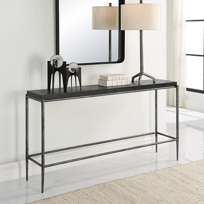 Uttermost Crescendo Black Concrete Console Table 22969