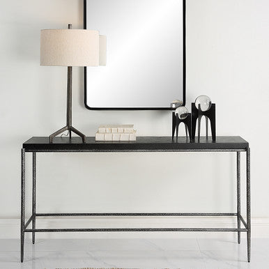 Uttermost Crescendo Black Concrete Console Table 22969