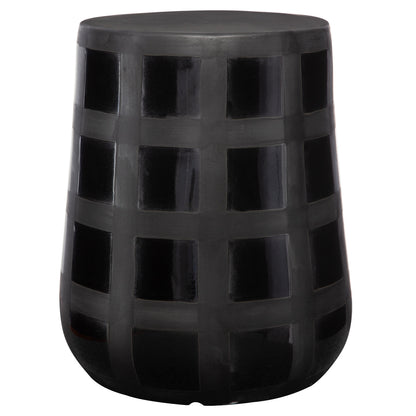 Uttermost Patchwork Gridded Black Garden Stool 22987