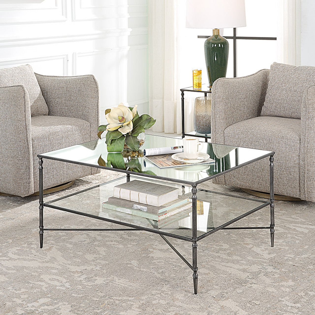 Uttermost Henzler Mirrored Steel Coffee Table 22985