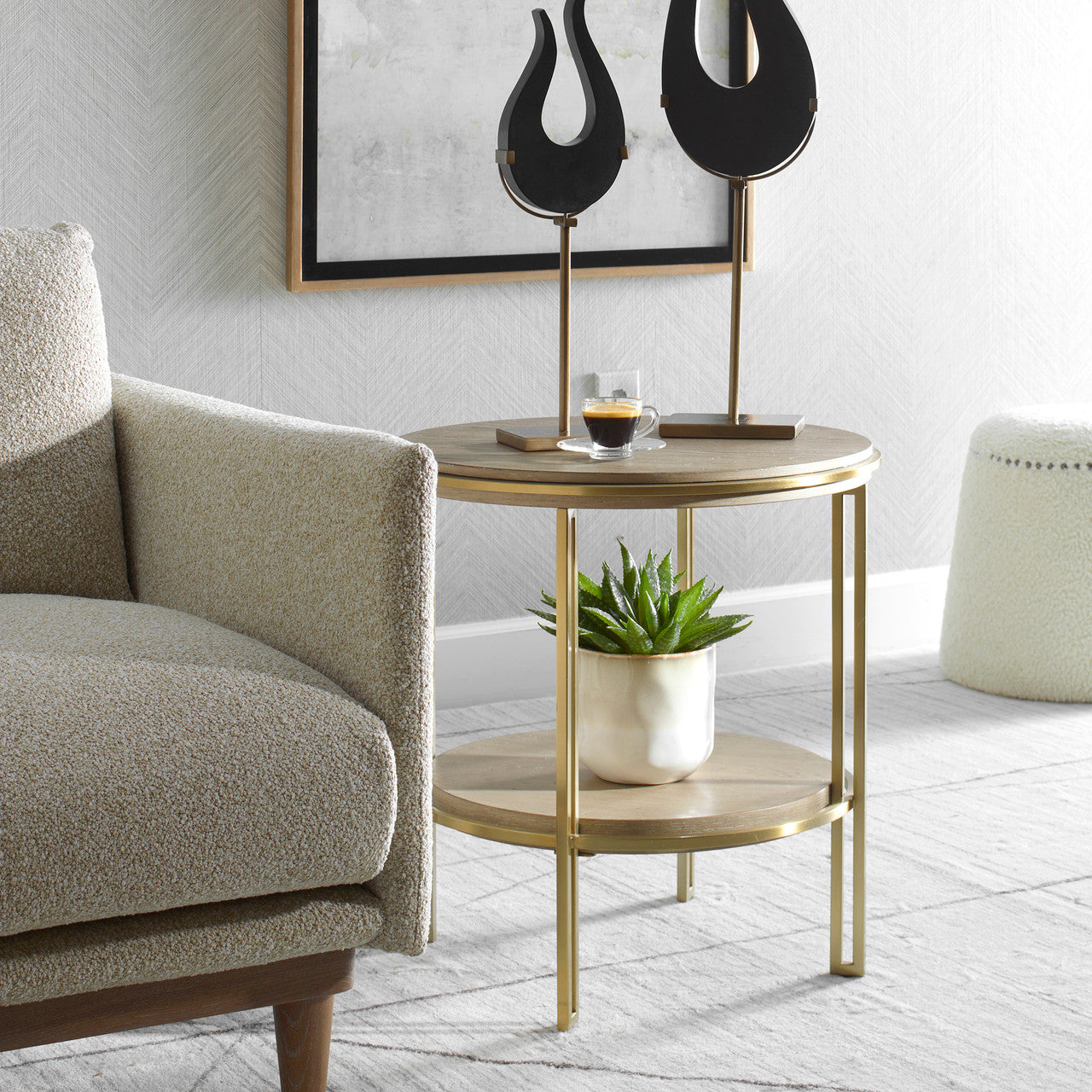 Uttermost Elise Round Brass Side Table 25747