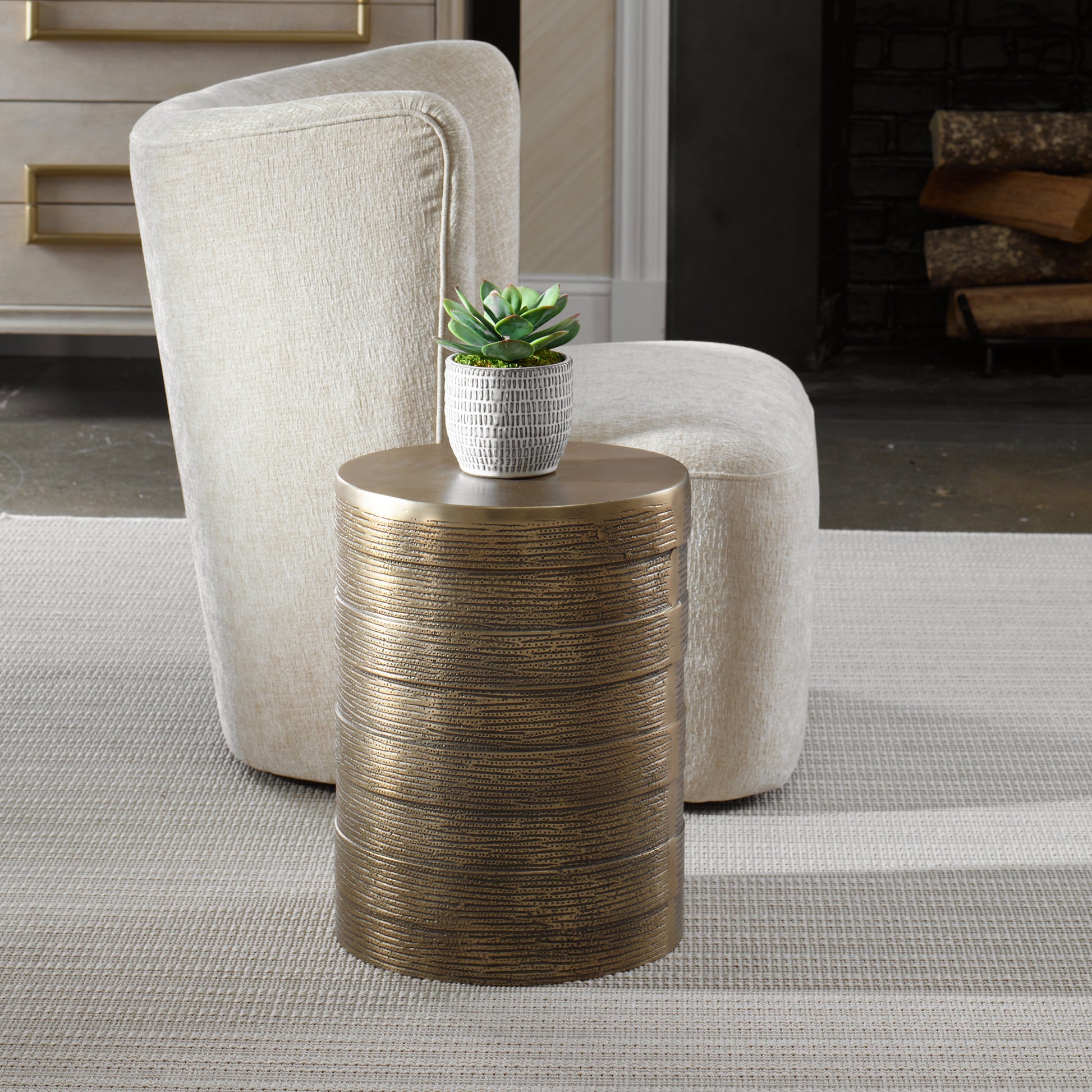 Uttermost Odin Antique Brass Accent Table 50015