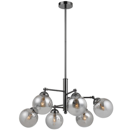 CAL Lighting Prato Metal/Glass 6 Light Chandelier Gun Metal FX-2577-6