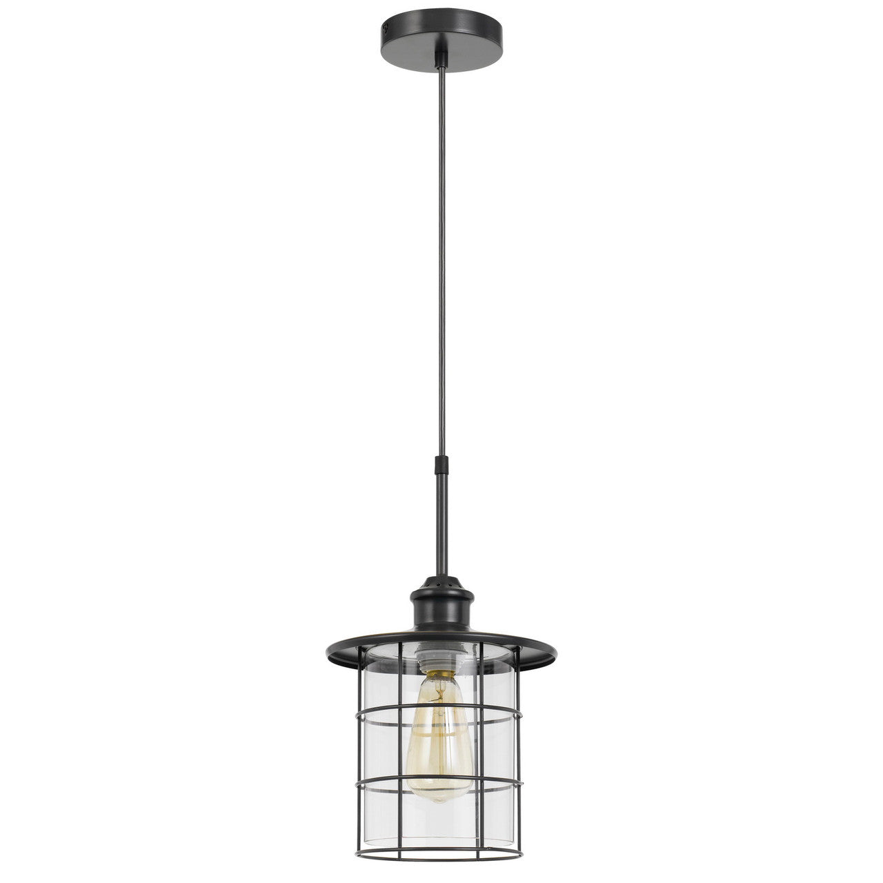 CAL Lighting 60W Silverton metal/glass pendant fixture (Edison Bulbs Included) Dark Bronze FX-2668-1P