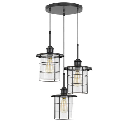 CAL Lighting 60W x 3 Silverton metal/glass pendant fixture (Edison Bulbs Included) Dark Bronze FX-2668-3P