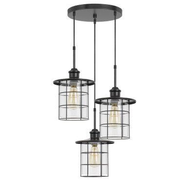 CAL Lighting 60W x 3 Silverton metal/glass pendant fixture (Edison Bulbs Included) Dark Bronze FX-2668-3P