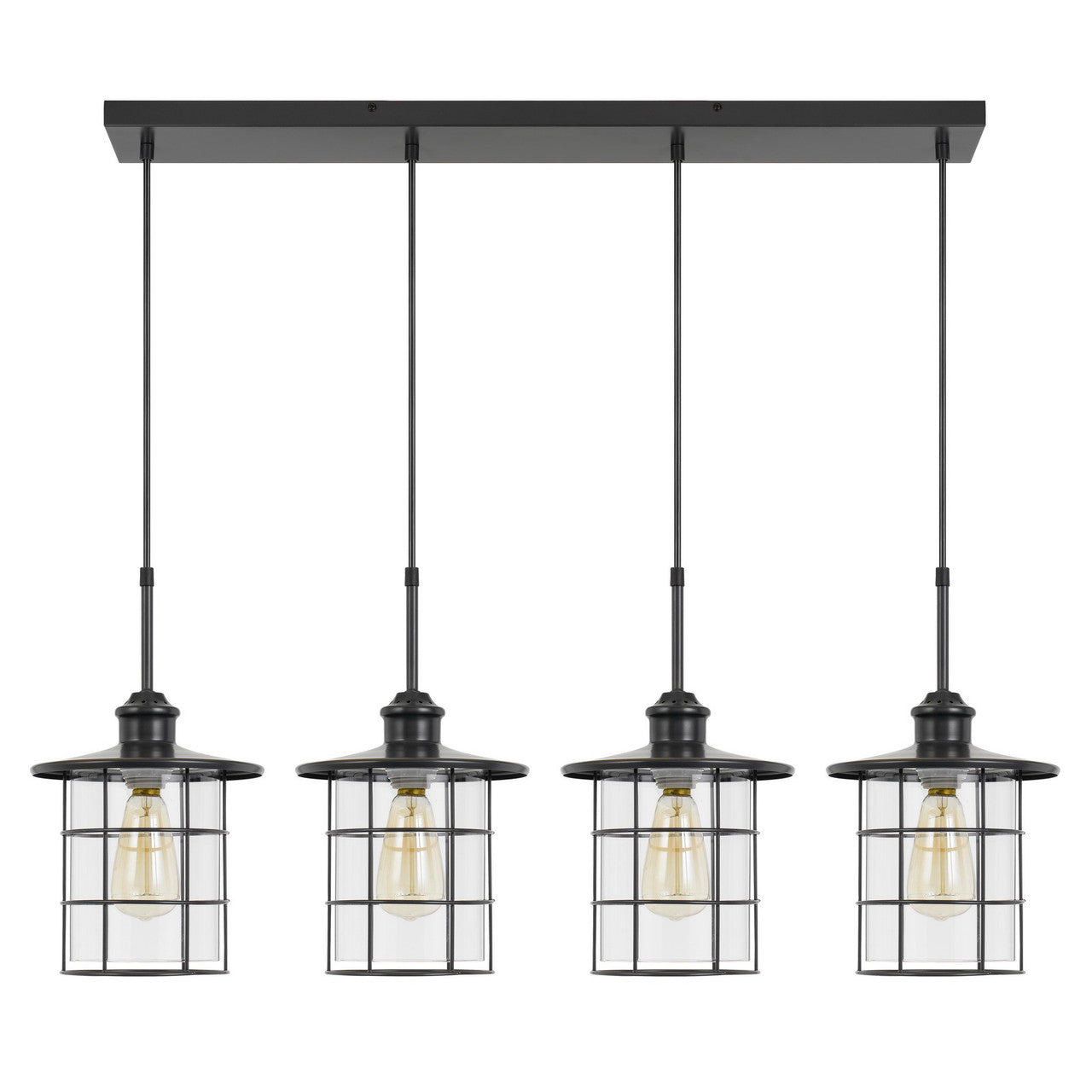 CAL Lighting 60W x 4 Silverton metal/glass pendant fixture (Edison Bulbs Included) Dark Bronze FX-2668-4P