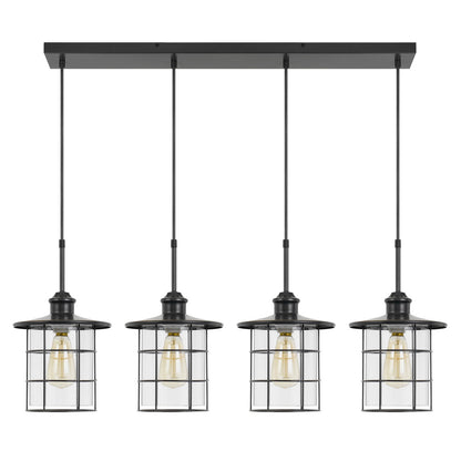 CAL Lighting 60W x 4 Silverton metal/glass pendant fixture (Edison Bulbs Included) Dark Bronze FX-2668-4P