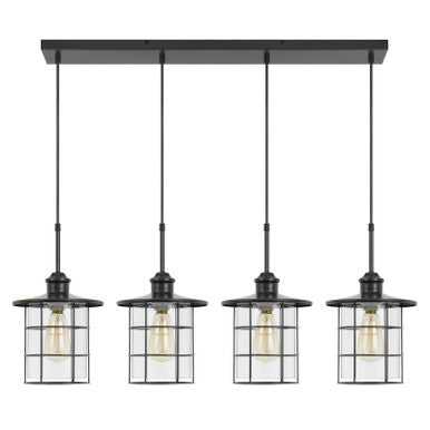 CAL Lighting 60W x 4 Silverton metal/glass pendant fixture (Edison Bulbs Included) Dark Bronze FX-2668-4P