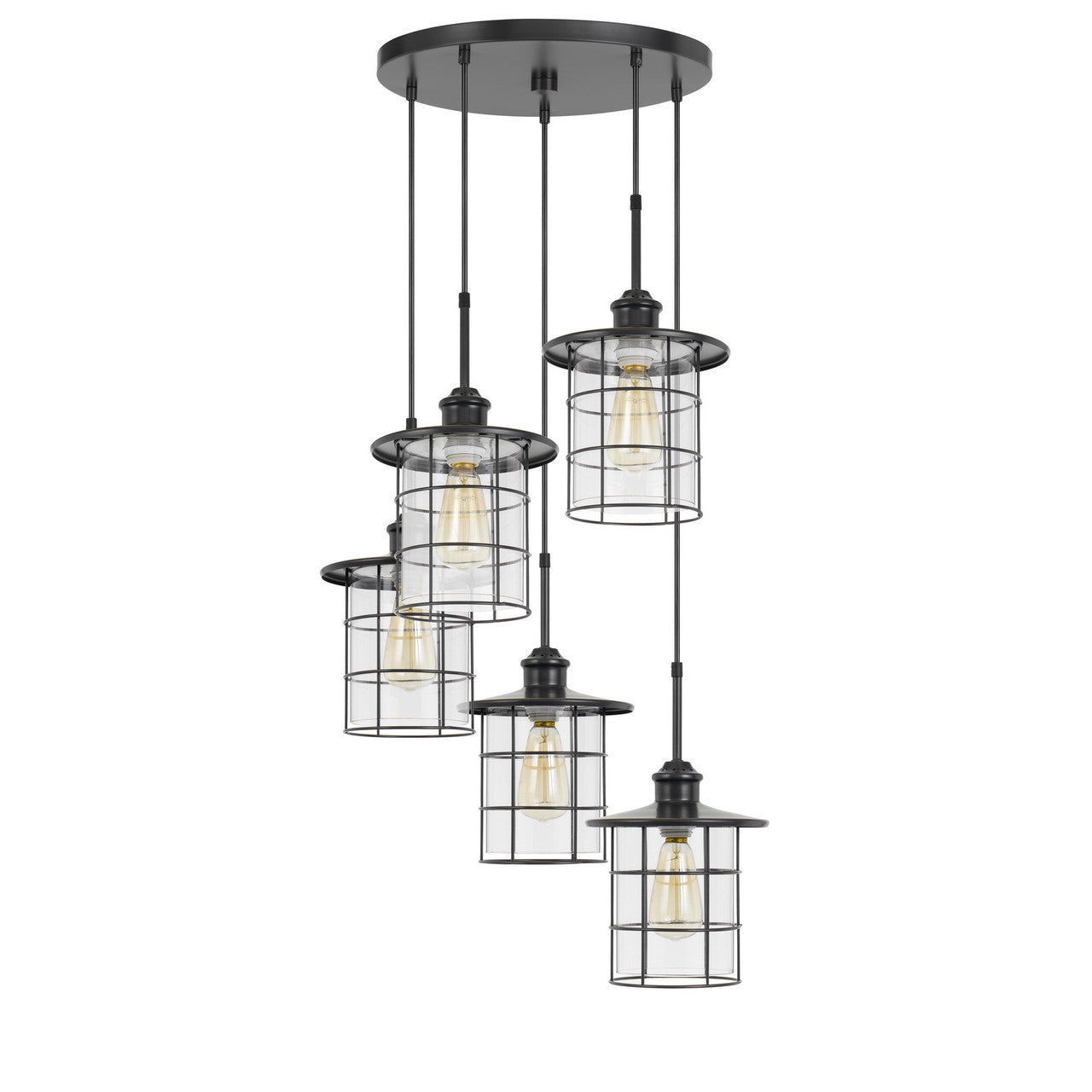 CAL Lighting 60W x 5 Silverton metal/glass pendant fixture (Edison Bulbs Included) Dark Bronze FX-2668-5P