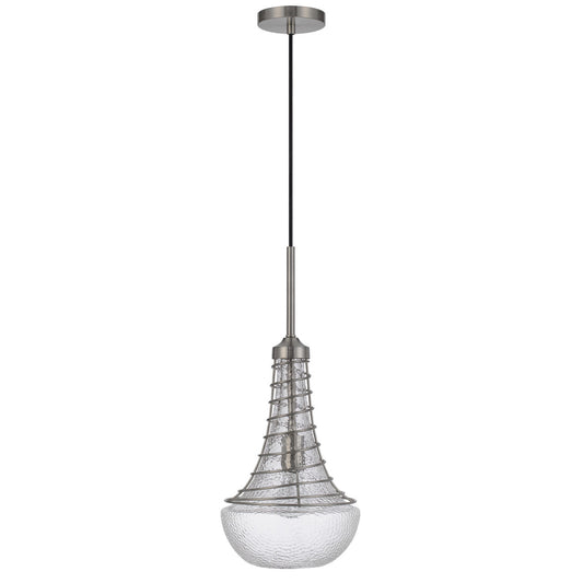 CAL Lighting 60W Baraboo metal/glass mini pendant Brushed Steel/Silver FX-3130-1