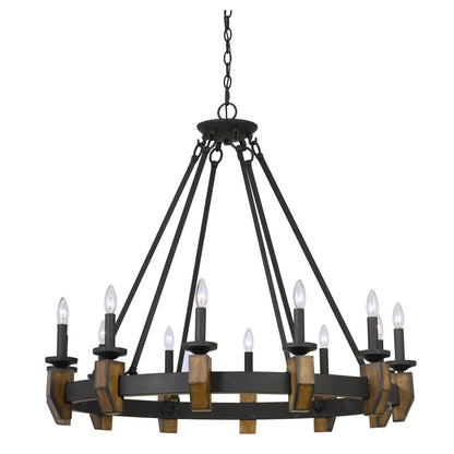 CAL Lighting Cruz Metal/Wood Chandelier Bronze/Wood FX-3517-12