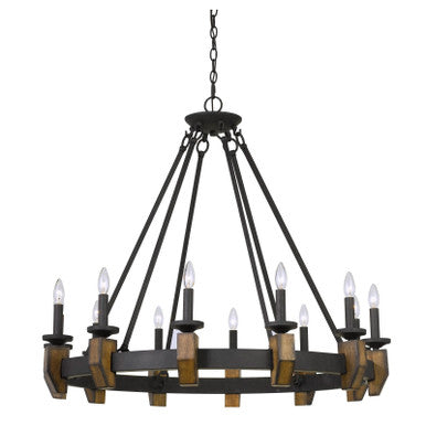 CAL Lighting Cruz Metal/Wood Chandelier Bronze/Wood FX-3517-12