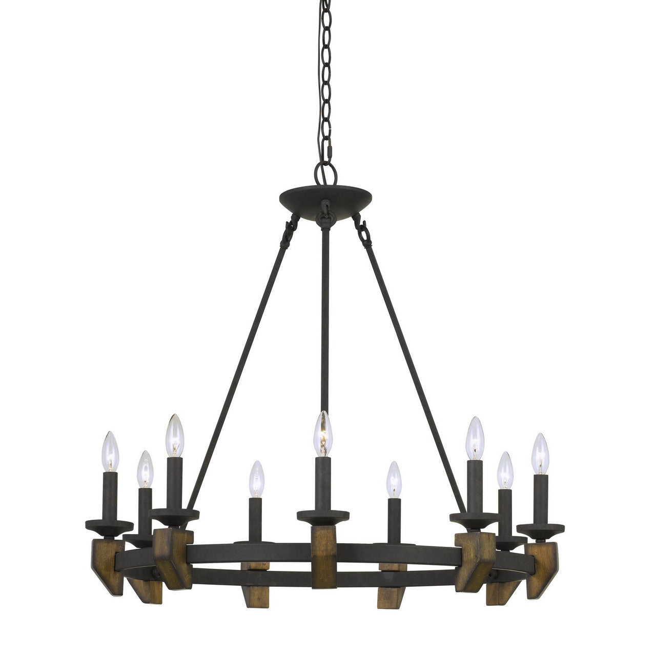 CAL Lighting Cruz Metal/Wood Chandelier Bronze/Wood FX-3517-9