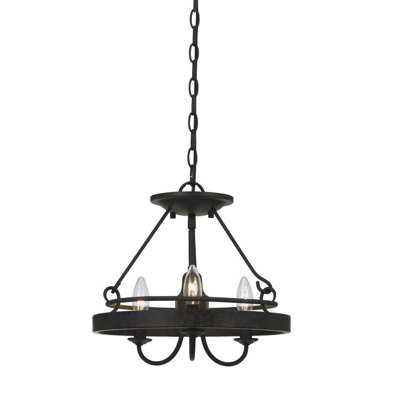 CAL Lighting 60W X 3 Helena Metal 2 in 1 Pendant/Semi Flush Mount Fixture Texture Gray With Moroccan Bronze FX-3518-3