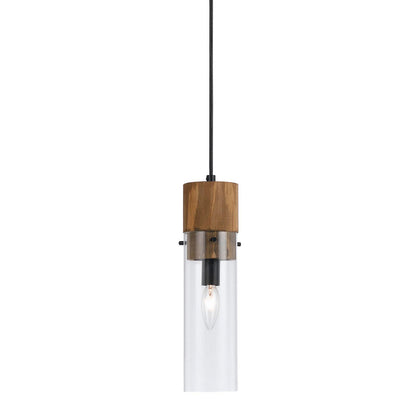 CAL Lighting 60W Spheroid Glass Pendant Black/Wood FX-3583-1P