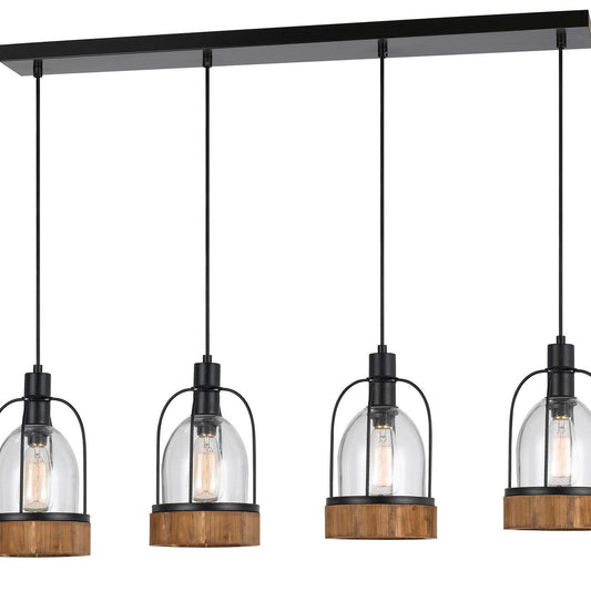 CAL Lighting Beacon Island Fixture (Edison Bulbs Not Included) Black/Wood FX-3584-4