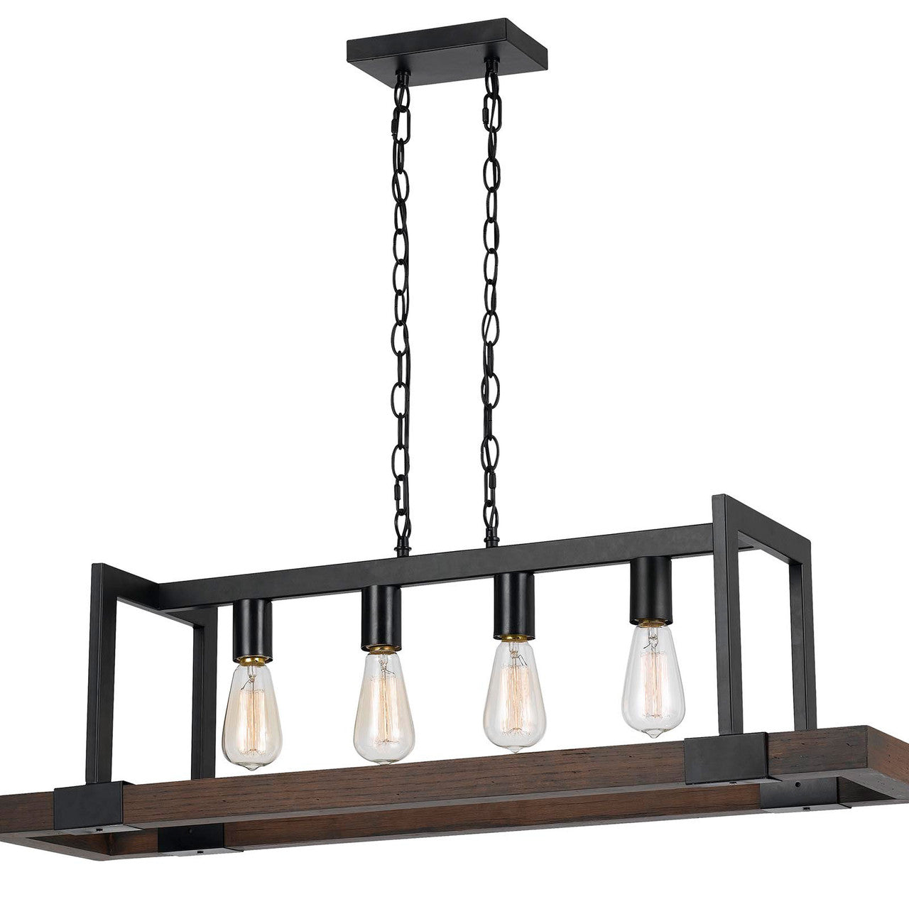 CAL Lighting Antonio Wood Chandelier (Edison Bulbs Not Included) Wood/Black FX-3586-4