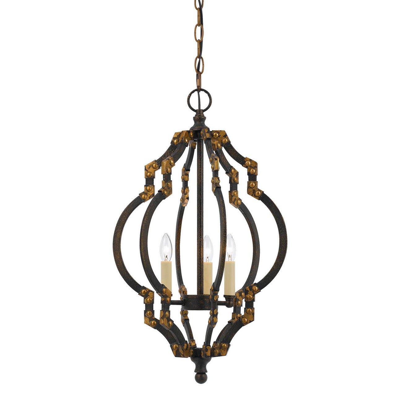 CAL Lighting 40W X 3 Howell Metal Pendant Iron/Antique Gold FX-3593-3