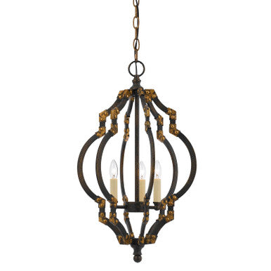 CAL Lighting 40W X 3 Howell Metal Pendant Iron/Antique Gold FX-3593-3