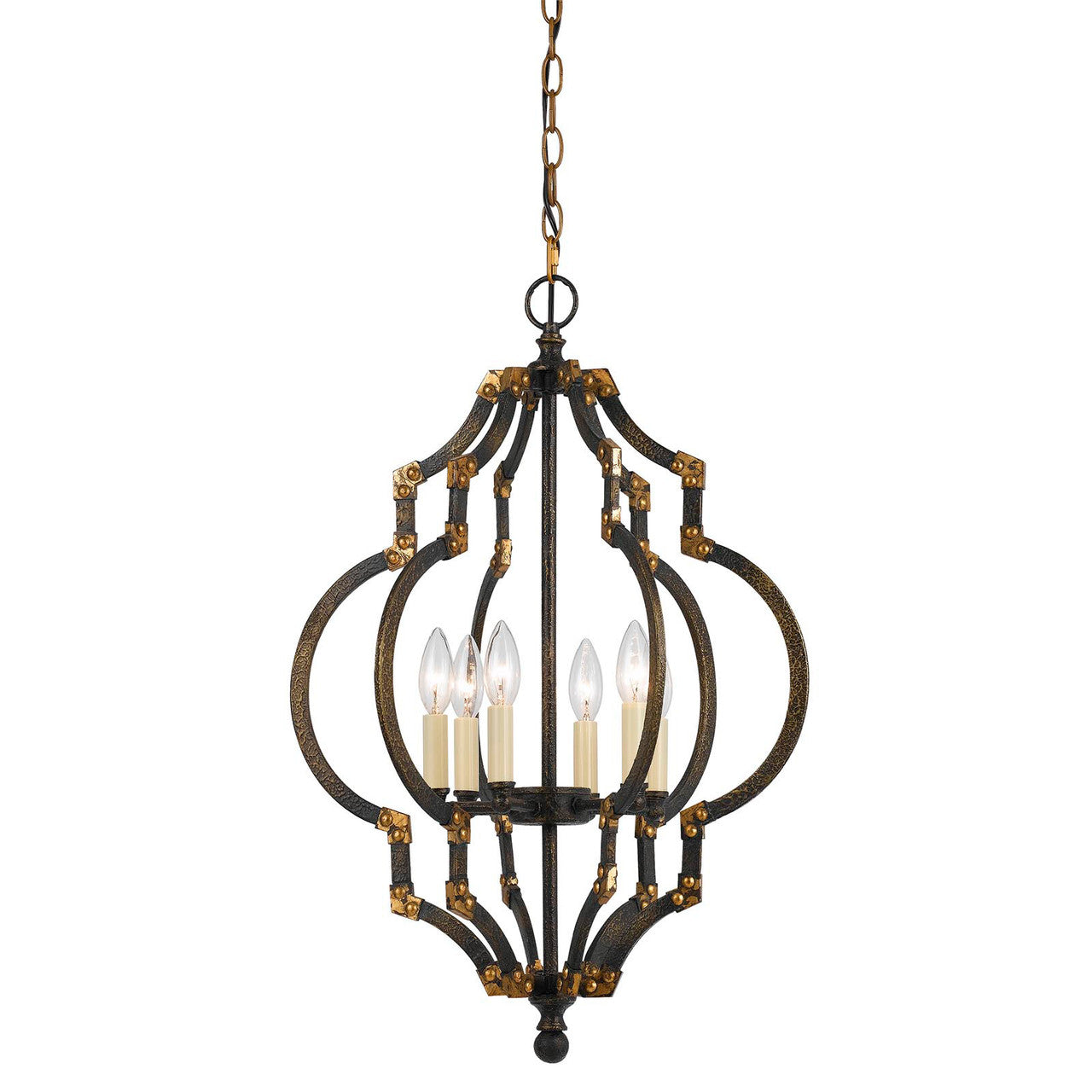 CAL Lighting 40W X 6 Howell Metal Pendant Iron/Antique Gold FX-3593-6