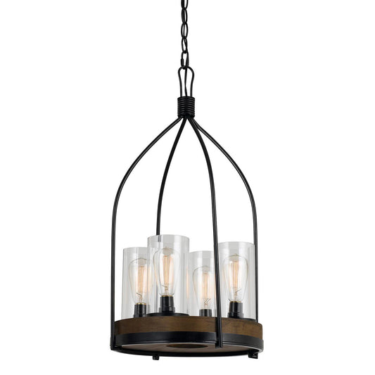 CAL Lighting Chardon Metal/Wood Fixture (Edison Bulbs Not Included) Iron Wood FX-3614-4