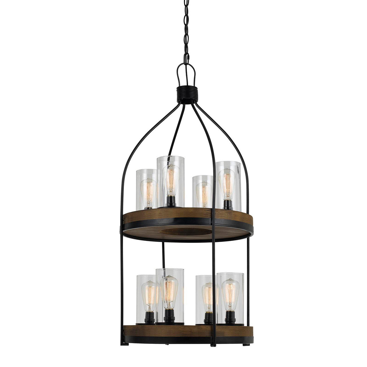 CAL Lighting Chardon Metal/Wood Fixture (Edison Bulbs Not Included) Iron Wood FX-3614-8