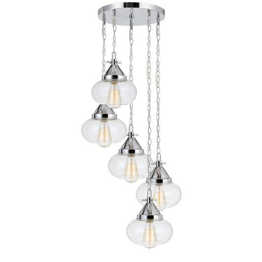 CAL Lighting 60W X 5 Maywood Glass Pendant (Edison Bulbs Not Included) Chrome FX-3624-5P