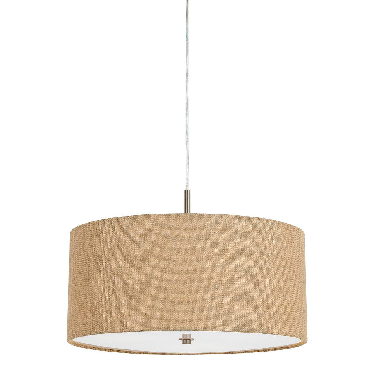 CAL Lighting 60W X 3 Addison Burlap Drum Pendant Brushed Steel FX-3627-1P