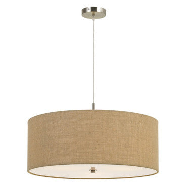 CAL Lighting 60W X 3 Addison Drum Pendant Fixture. Dia:24" Burlap FX-3627-3P