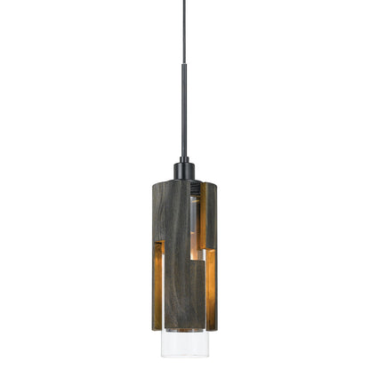 CAL Lighting Reggio Wood Pendant Glass Fixture (Edison Bulb Not included) Wood/Black FX-3641-1