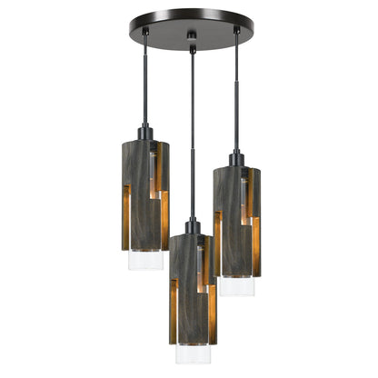 CAL Lighting Reggio Wood Pendant Glass Fixture (Edison Bulbs Not Included) Wood/Black FX-3641-3