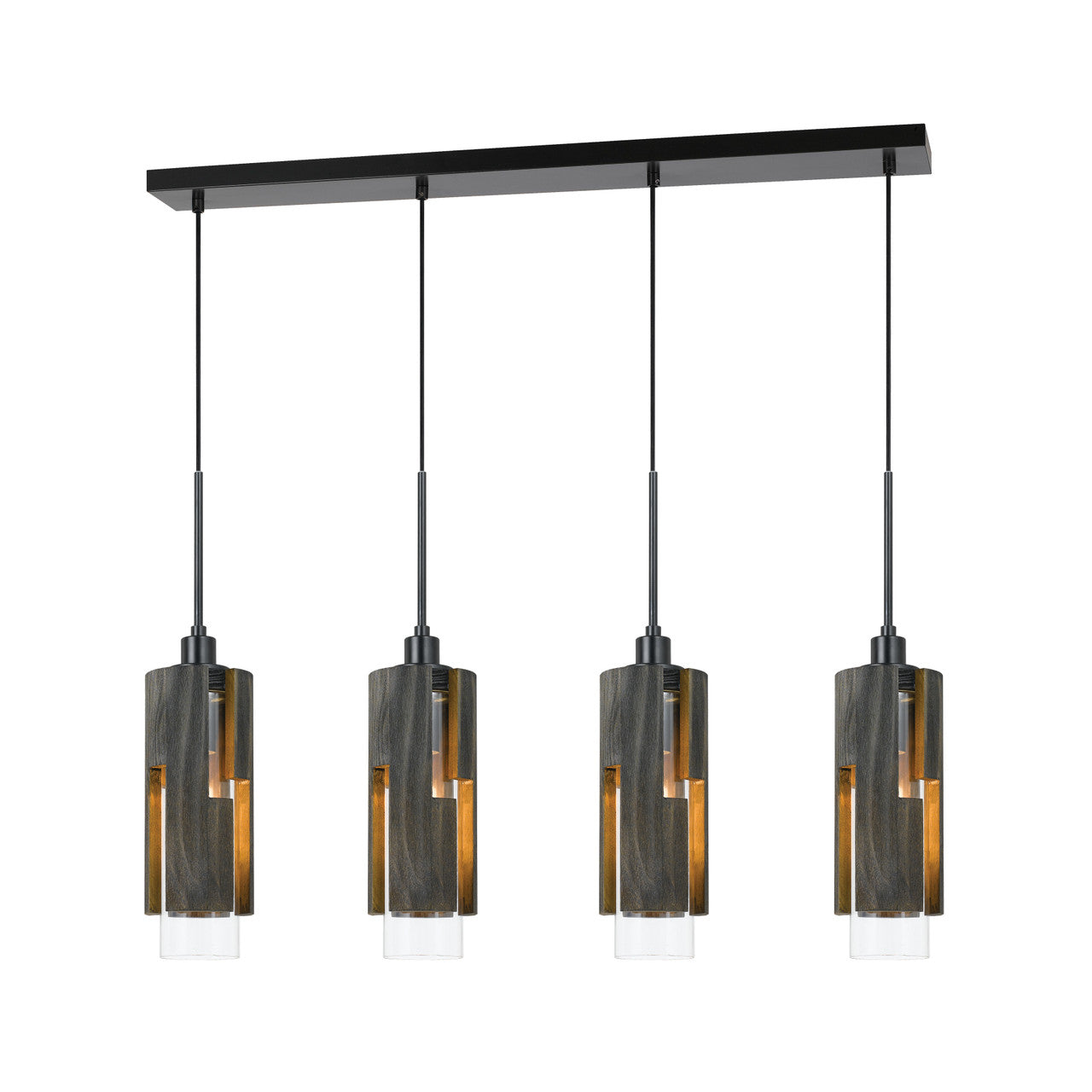 CAL Lighting Reggio Wood Pendant Glass Fixture (Edison Bulbs Not Included) Wood/Black FX-3641-4