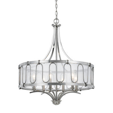 CAL Lighting Vincenzametal Chandelier With Trasparent Fabric Shade Brushed Steel FX-3646-6