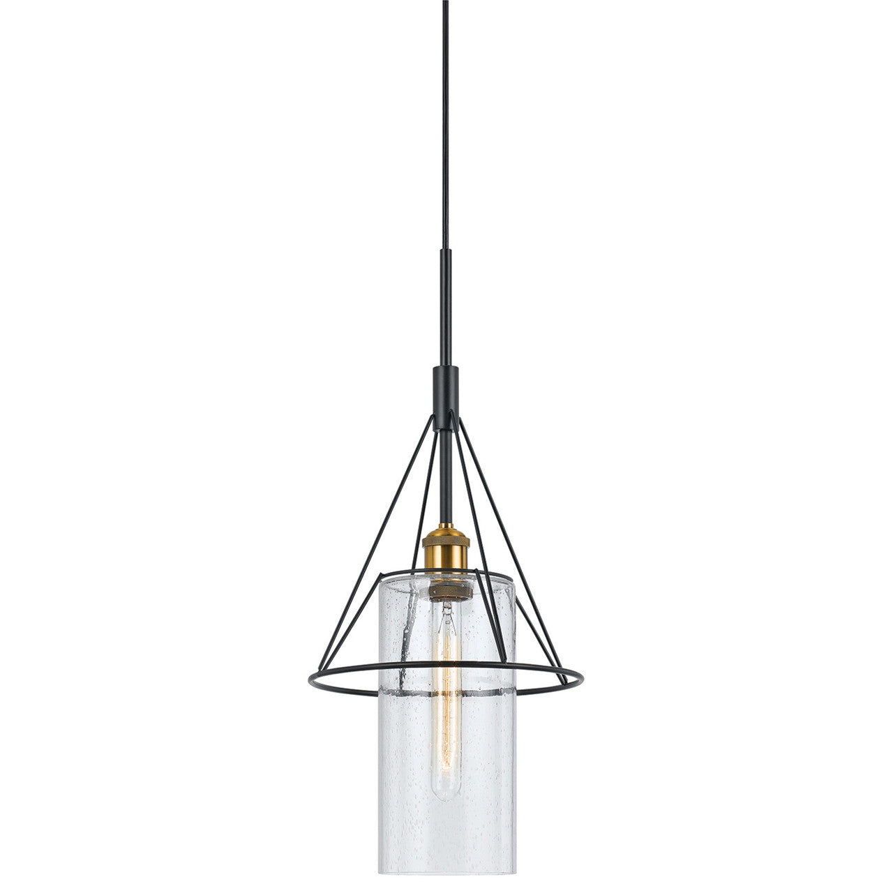 CAL Lighting Rexburgmetal Glass Mini Pendant (Edison Bulb Not Included) Antique Brass/Black FX-3653-1