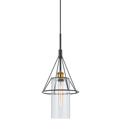 CAL Lighting Rexburgmetal Glass Mini Pendant (Edison Bulb Not Included) Antique Brass/Black FX-3653-1