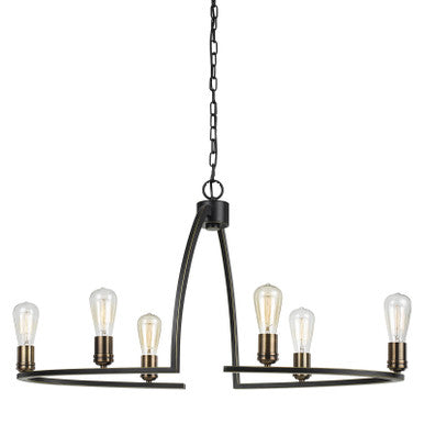 CAL Lighting Kinder Metal 6 Light Chandelier (Edison Bulbs Not Included) Dark Bronze FX-3664-6