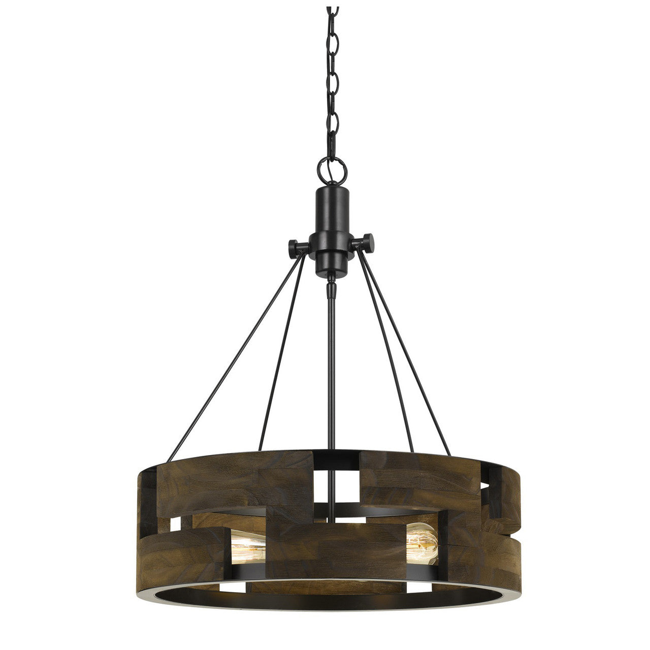 CAL Lighting Bradford Metal And Wood Chandelier (Edison Bulbs Not Included) Smoky Wood FX-3670-3