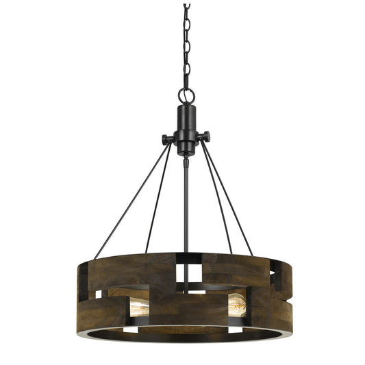 CAL Lighting Bradford Metal And Wood Chandelier (Edison Bulbs Not Included) Smoky Wood FX-3670-3