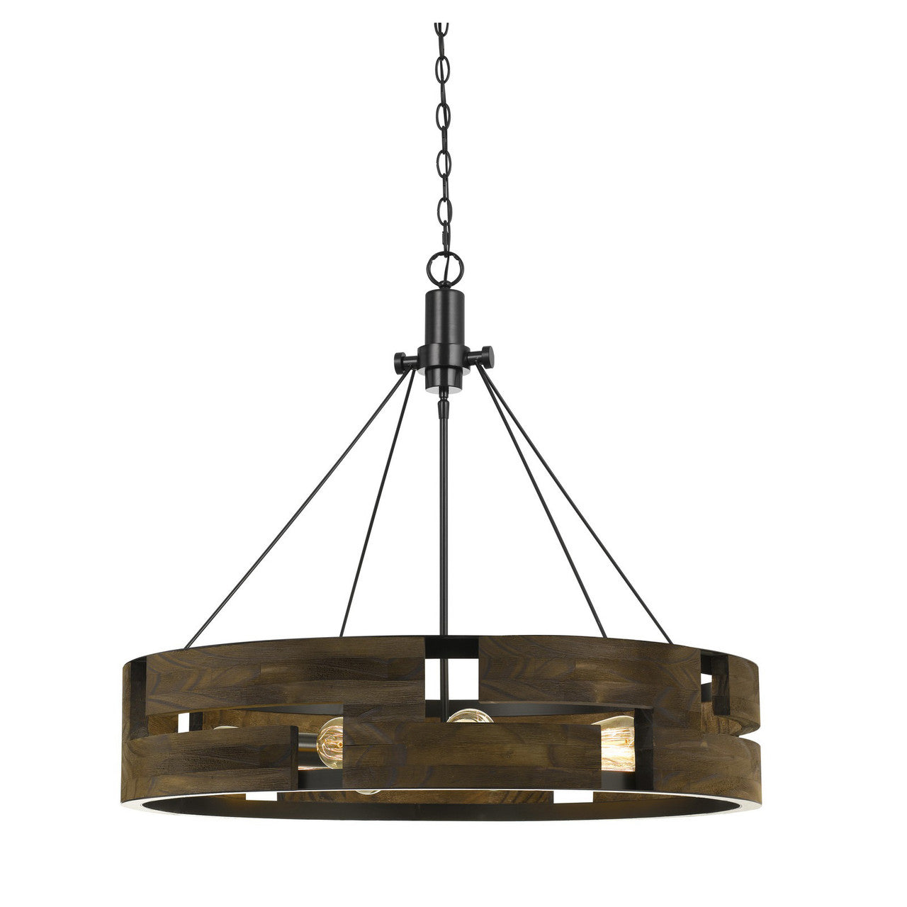 CAL Lighting Bradford Metal And Wood Chandelier (Edison Bulbs Not Included) Smoky Wood FX-3670-9