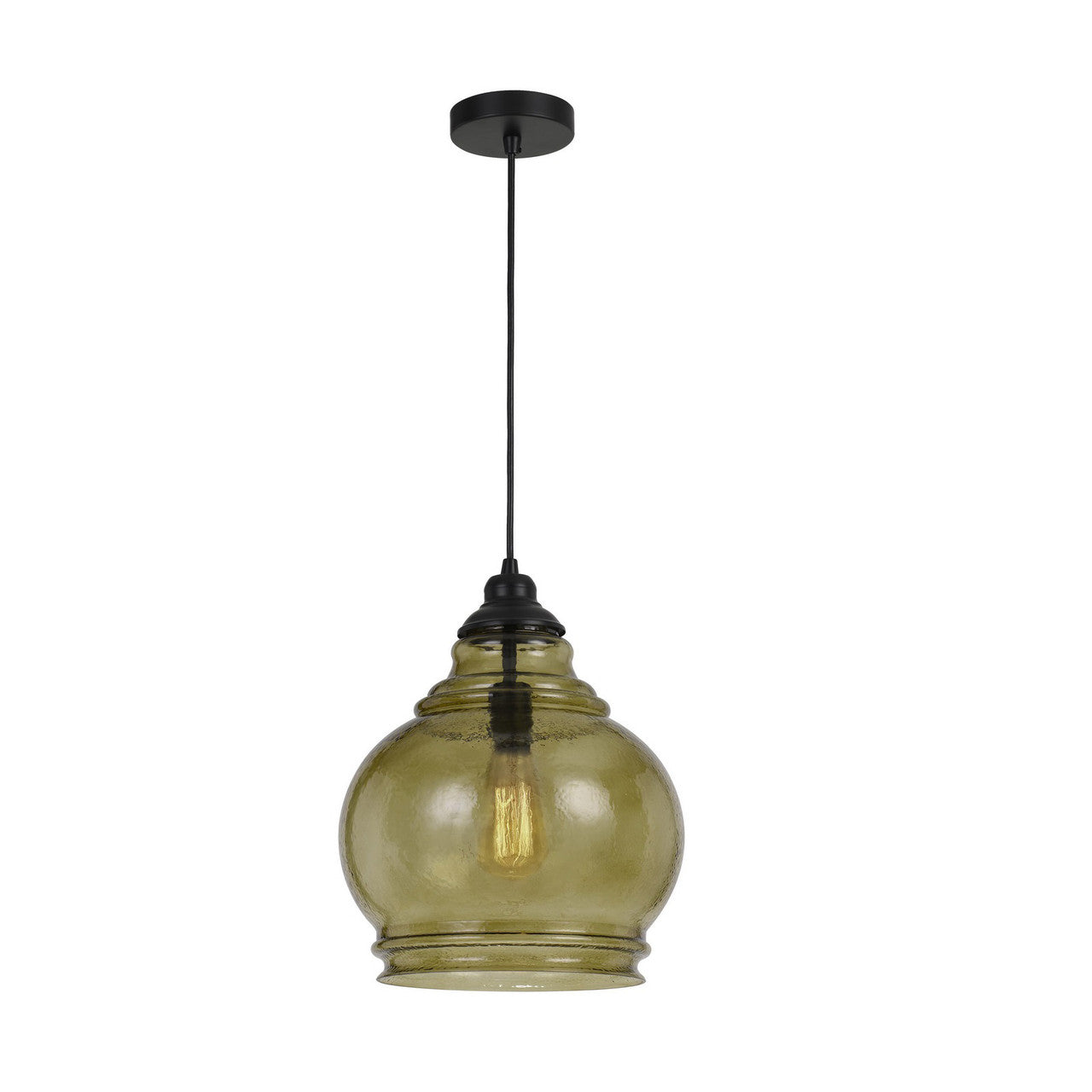 CAL Lighting 60W Rovigo RippLED Glass Pendant (Edison Bulb Not Included) Amber FX-3671-1