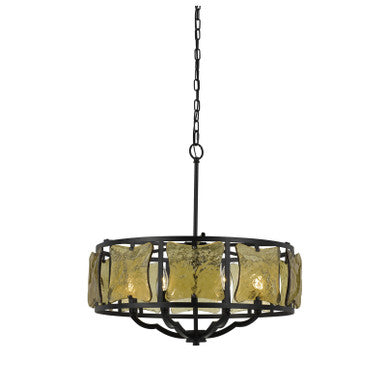 CAL Lighting Revenna Forged Iron Chandelier With Hand Crafted Glass Black FX-3677-6