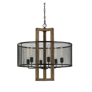 CAL Lighting Monza Wood Chandelier With Mesh Shade (Edison Bulbs Not Included) Wood FX-3678-6