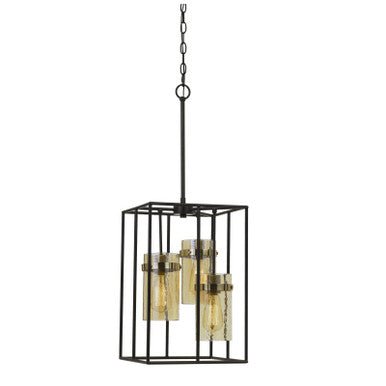 CAL Lighting 60W X 3 Cremona Glass Pendant Fixture (Edison Bulbs Not Included) Black/Antique Brass FX-3680-3