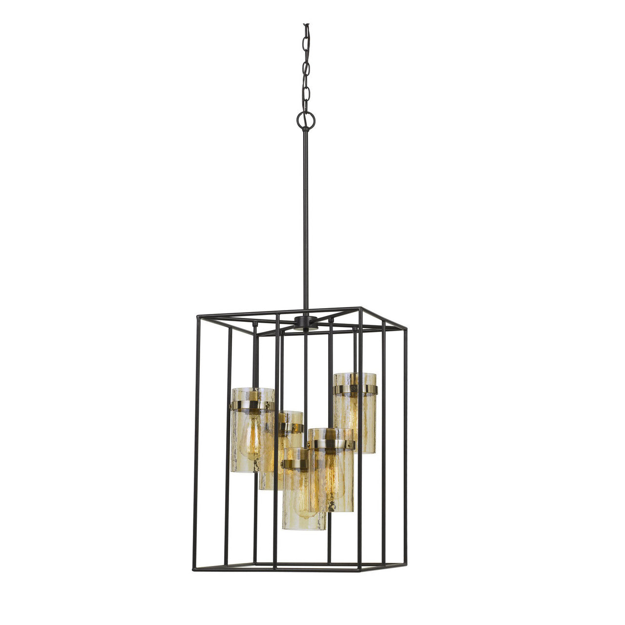 CAL Lighting 60W X 5 Cremona Glass Pendant Fixture (Edison Bulbs Not Included) Black/Antique Brass FX-3680-5