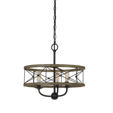 CAL Lighting 40W X 3 Modica Metal Pendant Fixture (Edison Bulbs Not Included) Distress Ivory/Iron FX-3685-3