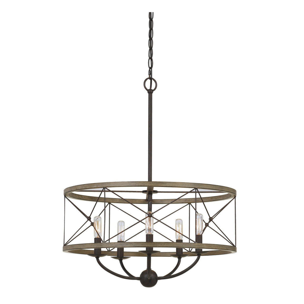 CAL Lighting 40W X 5 Modica Metal Pendant Fixture (Edison Bulbs Not Included) Distress Ivory/Iron FX-3685-5