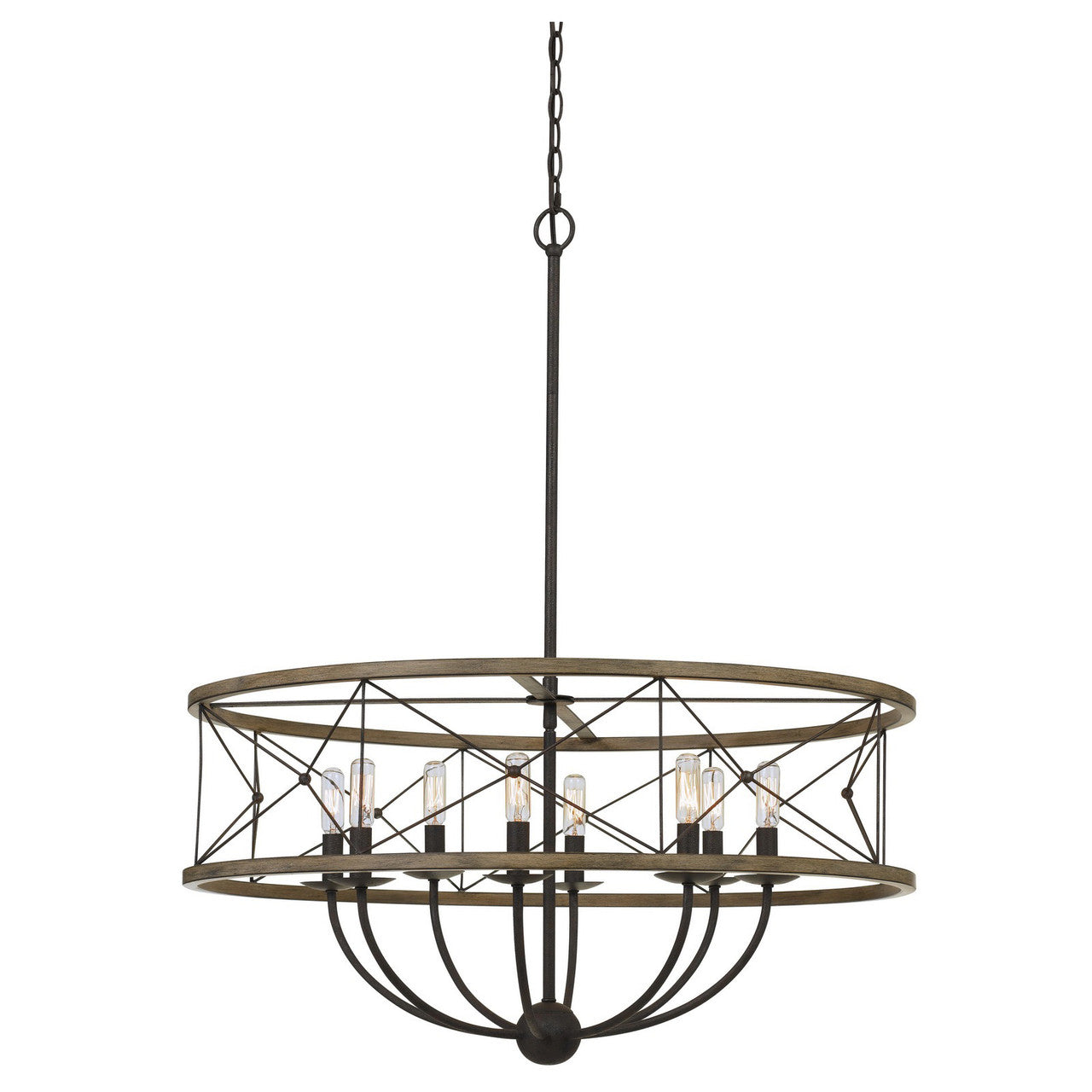 CAL Lighting 40W X 8 Modica Metal Pendant Fixture (Edison Bulbs Not Included) Distress Ivory/Iron FX-3685-8