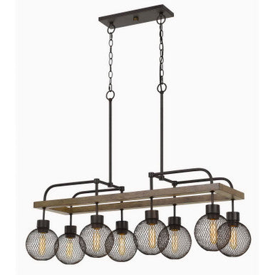 CAL Lighting Forio Metal Chandelier With Mesh Round Shade (Edison Bulbs Not Included) Pine/Iron FX-3695-8